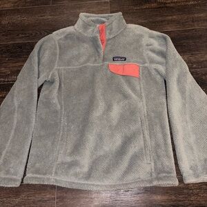 Patagonia Womens Gray Snap-T Long Sleeve Polartec Fleece Jacket Size Small